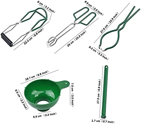 5PCS Canning Kit with Tongs Funnel Lifter Wrench Lid Lifter Green