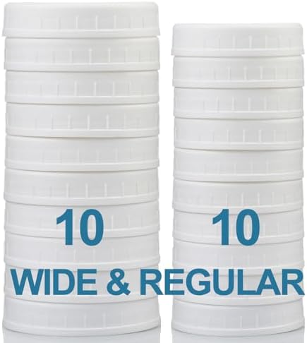 AOZITA 10 Wide 10 Regular Mouth Mason Jar Lids White