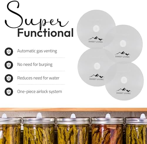 Semi-Translucent Silicone Fermenting Lids for Mason Jars Pack of 4