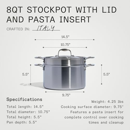Made In 8 Quart Stock Pot with Lid and Pasta Insert