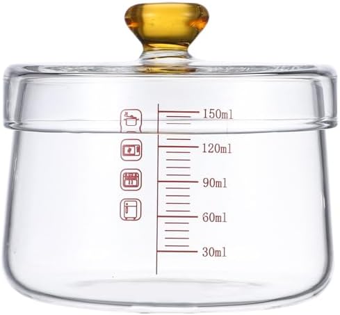Alipis Glass Cooking Pot with Lid Heat-Resistant 150ml
