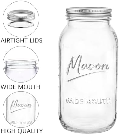 3-Piece Mason Jars with Airtight Lids for Storage