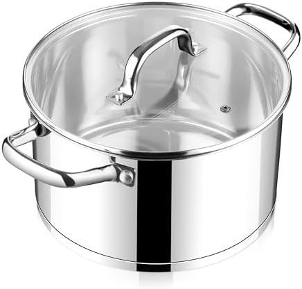 Sleek 4 qt Stock Pot with Lid - Premium Kitchen Tool forRecipes