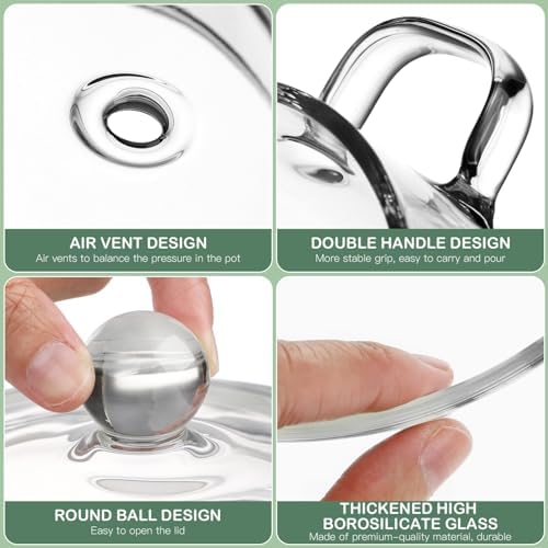 Hemoton 45Oz Glass Saucepan with Cover - Durable Safe for Stovetop