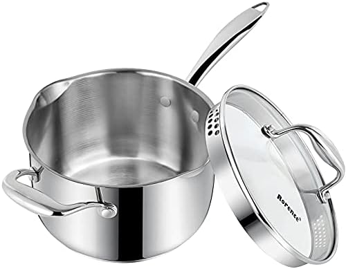 Bustling 37 qt Stainless Steel Saucepan with Glass Lid