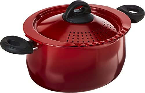 Bialetti 55 Quart Pasta Pot with Strainer Lid - Red