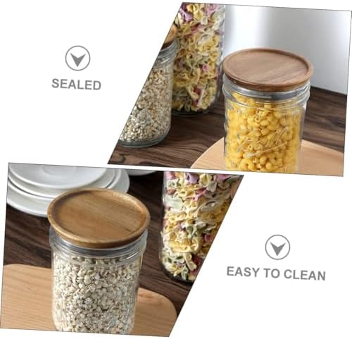 VOSAREA 2PCS Mason Jar Wooden Lids with Silicone Seal