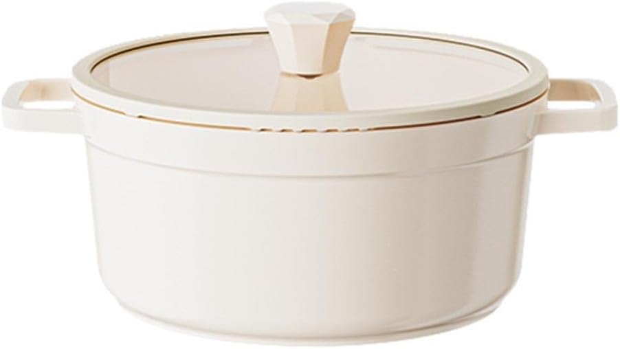 VKEID 78in White Ceramic Nonstick Stockpot with Heat-Resistant Handle