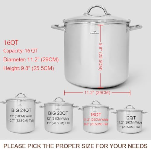 HOMICHEF 16 Quart Stockpot with Glass Lid