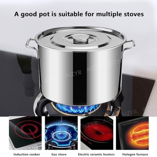 Stainless Steel Stockpot Durable Rust-Resistant Large Capacity Easy to Open Lid