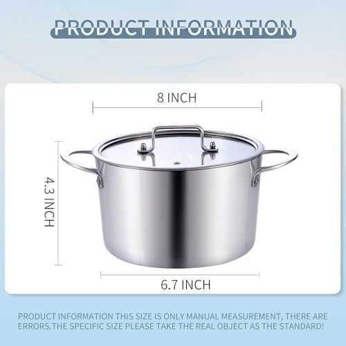 LOLYKITCH Tri-Ply 3 Quarts Stainless Steel Induction Stock Pot
