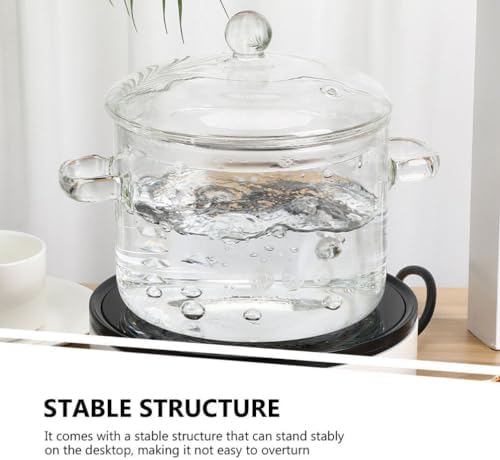Hemoton - Ergonomic 45oz50oz Glass Pots for Stove Cooking