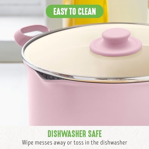 GreenLife 6QT Ceramic Nonstick Stockpot with Pink Lid