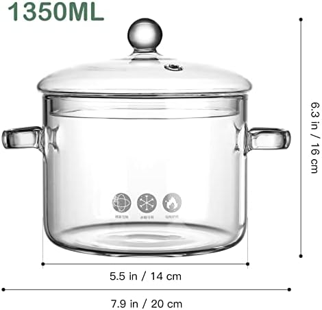 Hemoton 45Oz Glass Saucepan with Cover - Durable Safe for Stovetop