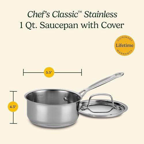 Perfect for Professional Cooking Cuisinart 1 Quart Saucepan with Cover