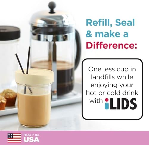 iLIDS Mason Jar Drink Lid Capacity 12oz Fuel-Resistant Sealed lid 2-count