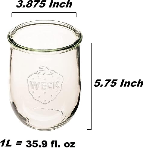 Weck Large Glass Jars 1 Liter with Lid for Sourdough Starter