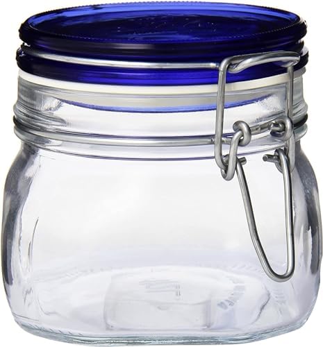 Bormioli Rocco Fido Square Jar with Blue Lid 175 oz
