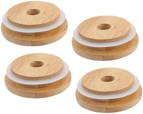 COLLBATH 4pcs Lids with Straw Holes for Mason Jars Reusable