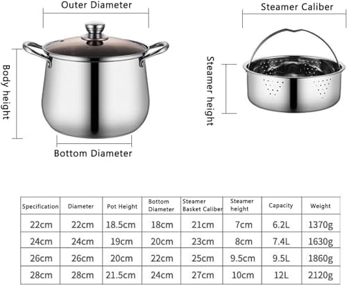 Stainless Steel Stockpot with Glass Lid for Cooking