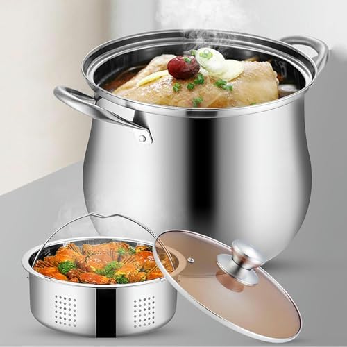Stainless Steel Stock Pot with Steamer - Multurpose Cooking Pan