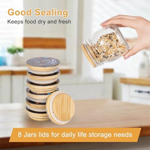 8-Piece Bamboo Mason Jar Lids Durable Airtight Storage