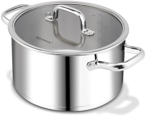 Rorence 6 QT Stockpot with Tempered Glass Lid