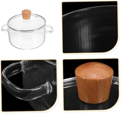 PPZZY Transparent glass cooking pot with lid