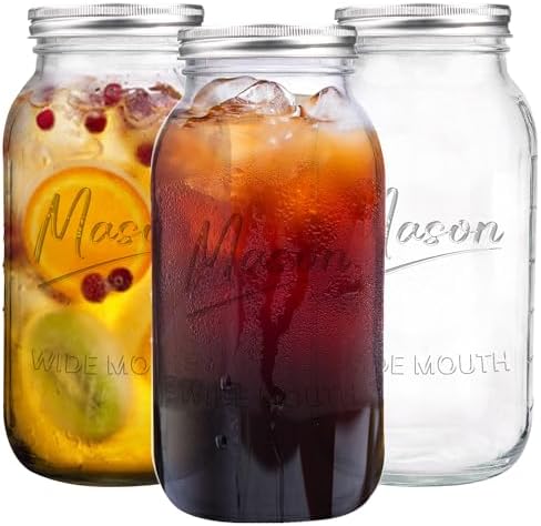 3-Piece Mason Jars with Airtight Lids for Storage