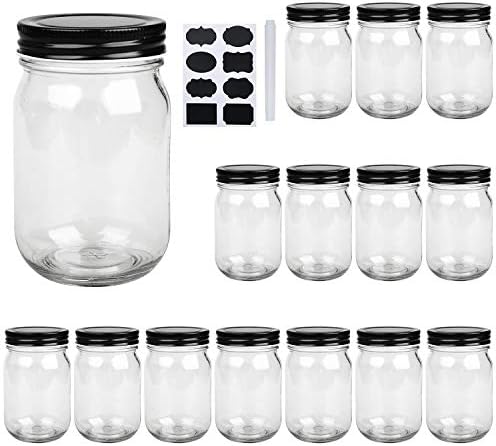 QAPPDA 15-Piece Preserve Canning Jars 16oz