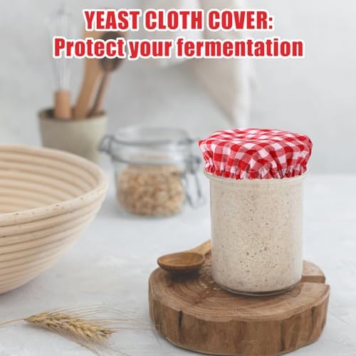 Reusable Sourdough Jar Cover for Fermenting Papers Red
