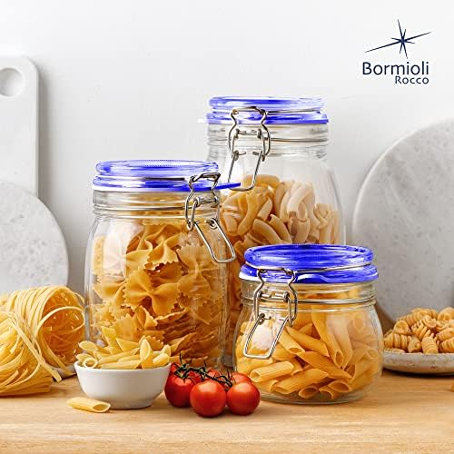 Bormioli Rocco Fido Square Jar with Blue Lid 175 oz