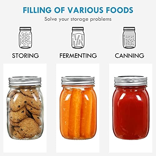 YEBODA 16 oz Wide Mouth Mason Jars