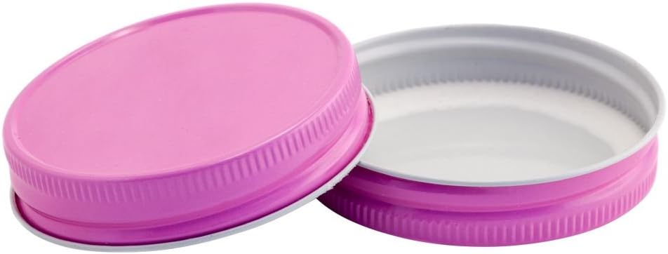 Nakpunar 12-Piece Pink Mason Jar Lid Set with Plastisol Liner