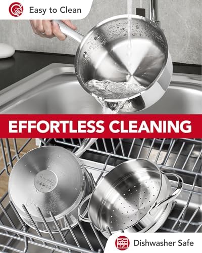 MICHELANGELO 15 Quart Stainless Steel Saucepan with Lid Unique Design