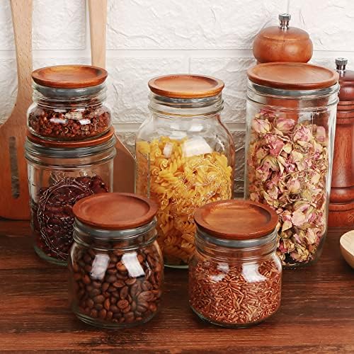 12-Piece Acacia Wooden Mason Jar Lid Set with Silicone Airtight Seals