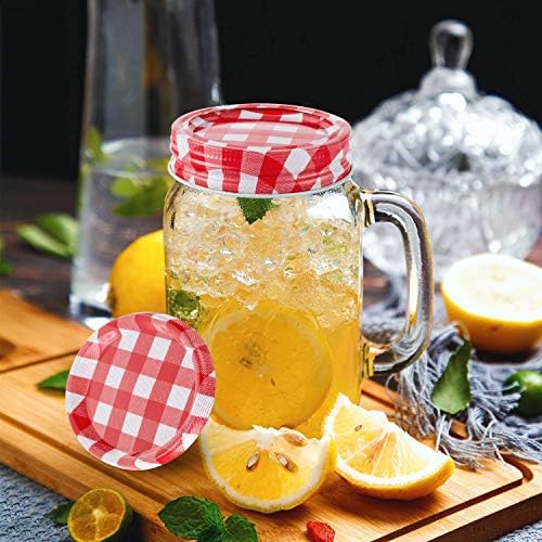 ZizasAry24-Set Canning Lids with Rings Mason Jar Caps Red White