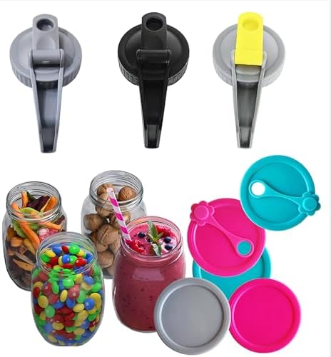 4-Piece Mason Jar Lid Set with Handle and Hole