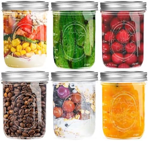 Wide Mouth Mason Jars 16 oz Canning More 6-Pack