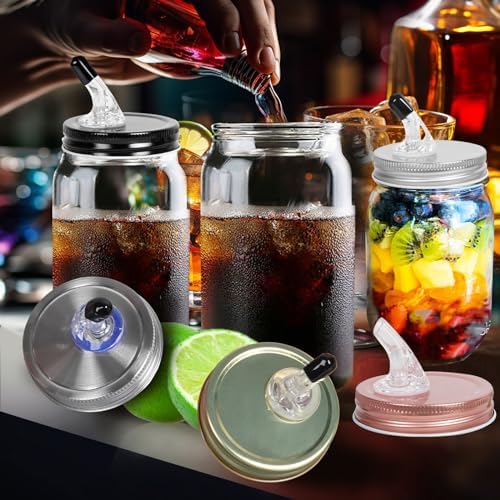 QurHapzy Mason Jar Pour Spouts2-Pack Black Dust-Free
