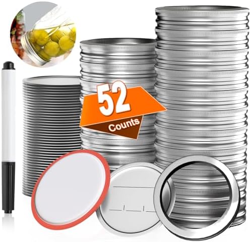 52PCS Mason Jar Lids RingsReusable Airtight Canning Jar lids for Home Kitchen