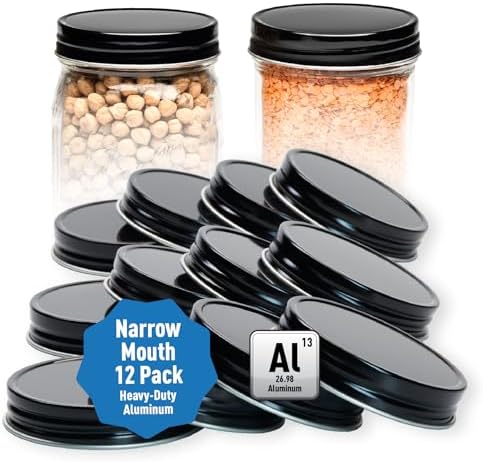 12-Pack Rust-Proof Aluminum Mason Jar Lids Black
