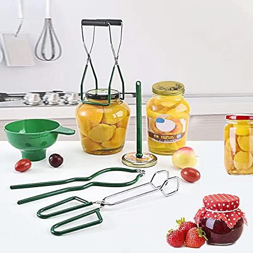 5PCS Canning Kit with Tongs Funnel Lifter Wrench Lid Lifter Green
