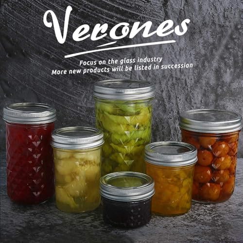 12-Pack 16oz Wide Mouth Mason Jars Verones Preserve Canning Jar Set