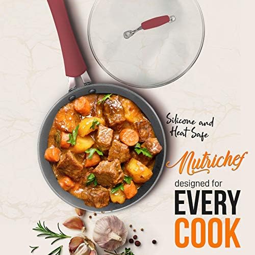 NutriChef 8 Durable Non-Stick Skillet - Red