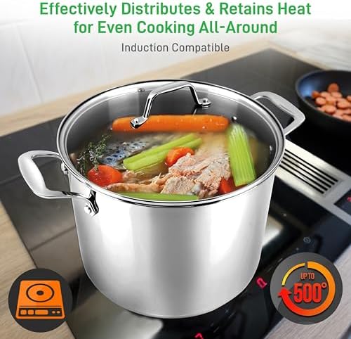 Stainless Steel 8-Quart Stock Pot with See-Through Lid