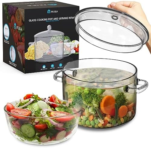 FILULA Heat-Resistant Glass Cooking Pot with Cover