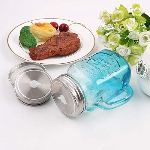 2-Pack Stainless Steel Wide Mouth Mason Jars Lids with Straw Hole