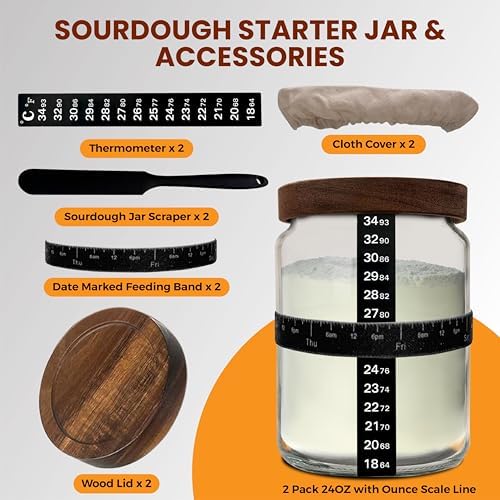 NAYYAB 24oz Sourdough Starter Jar Set of 2