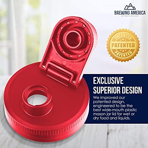 Brewing America Plastic Mason Jar Lids 4 Pack - Red
